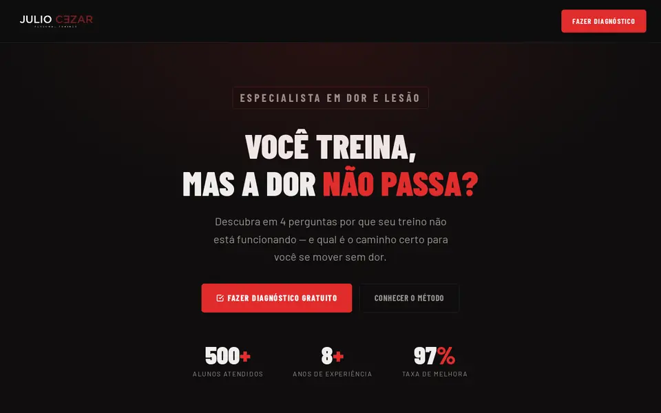 Print do site Júlio Personal