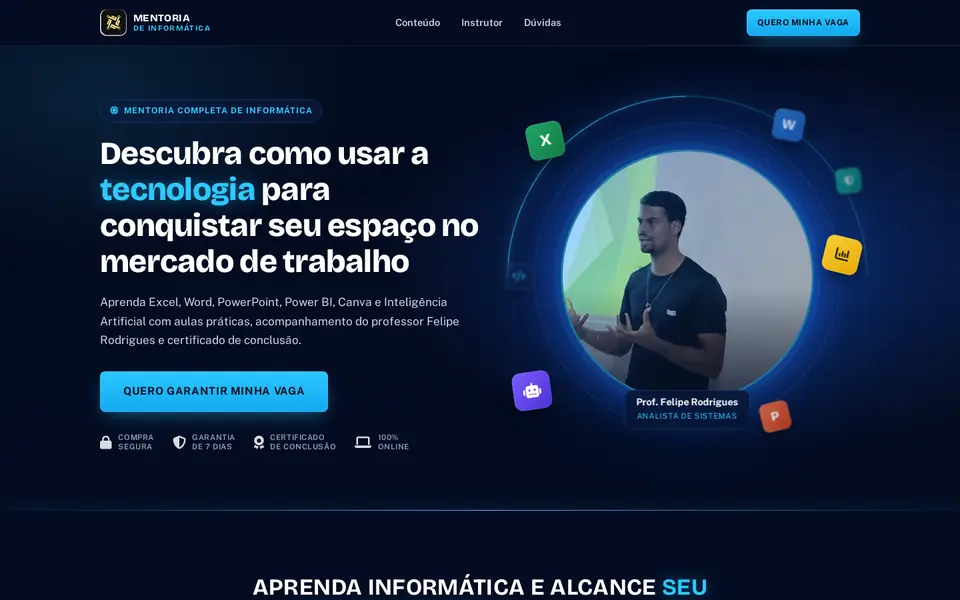 Print do site Professor Felipe Rodrigues