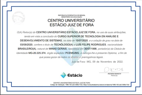 Certificado: Graduação em ADS