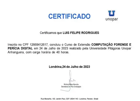 Certificado: Cibersegurança