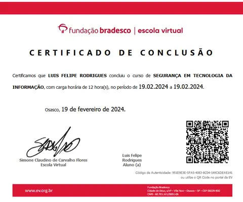 Certificado: Segurança da Informação