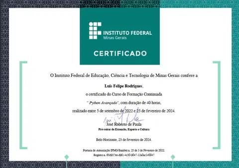 Certificado: Python Avançado