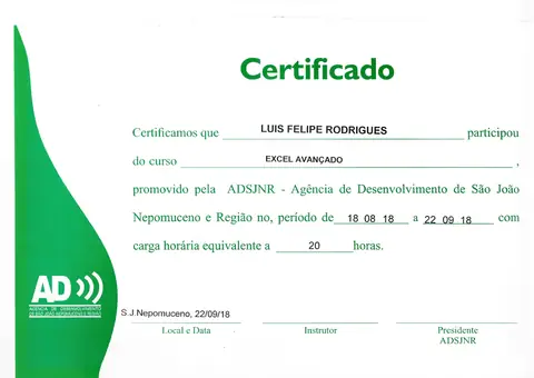 Certificado: Excel Avançado