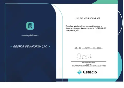 Certificado: Gestor de Informação