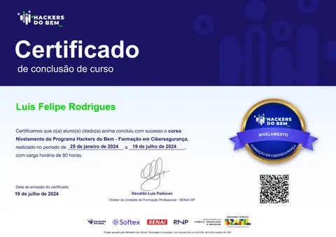 Certificado: Hackers do Bem