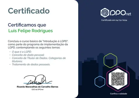 Certificado: Segurança da Informação - LGPD